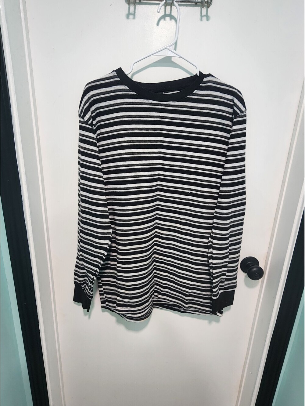 Brooklyn State Black and White Striped Long Sleeve